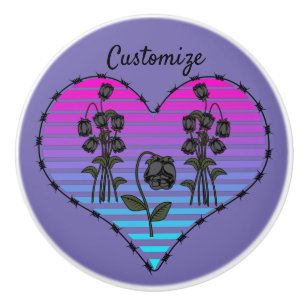 Bouton De Porte En Céramique Barbed Wire Heart