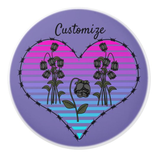 Bouton De Porte En Céramique Barbed Wire Heart (Devant)