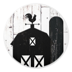 Bouton De Porte En Céramique Barne noire Bois blanc Rustique Ferme Pays