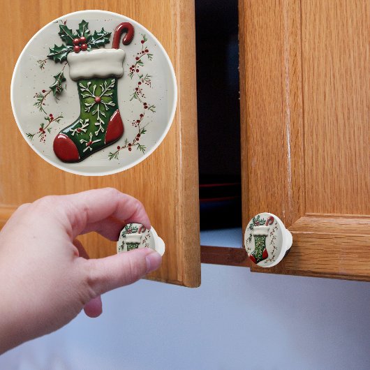 Bouton De Porte En Céramique Bas de Noël
