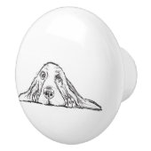 Bouton De Porte En Céramique basset blanc (Droite)