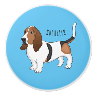 Bouton De Porte En Céramique Basset hound dessin de chien