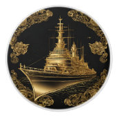 Bouton De Porte En Céramique Bataillon Gold et Black (Devant)