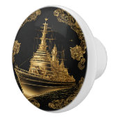 Bouton De Porte En Céramique Bataillon Gold et Black (Droite)