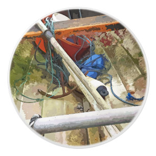 BOUTON DE PORTE EN CÉRAMIQUE BATEAU