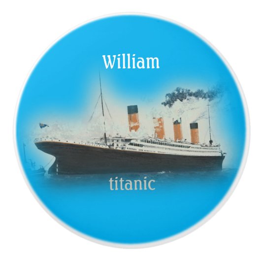 Bouton De Porte En Céramique Bateau de la ligne Titanic Bright Blue Star (Devant)