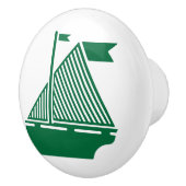 Bouton De Porte En Céramique Bateaux à voile vert foncé (Droite)