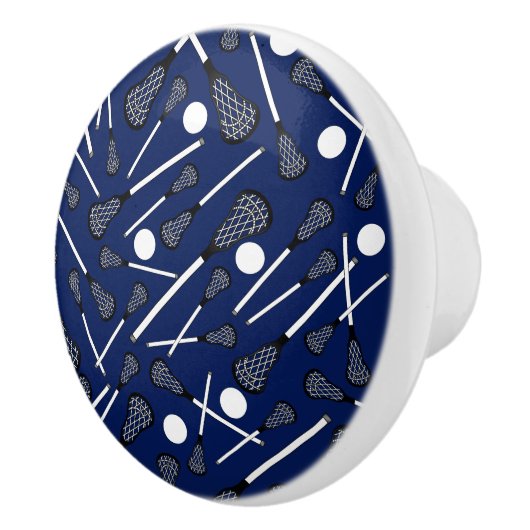 Bouton De Porte En Céramique Bâtons de lacrosse de bleu marine (Droite)