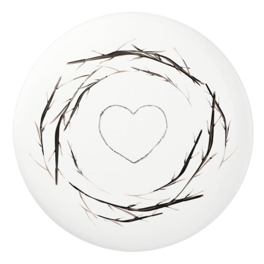 Bouton De Porte En Céramique Bâtons rustiques Branches de brindilles Wreath Pay (Devant)