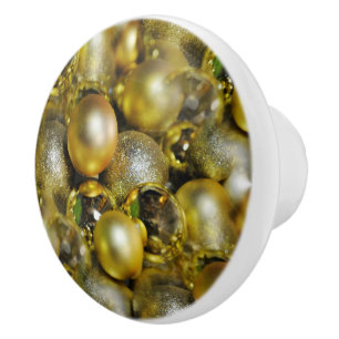 Bouton De Porte En Céramique Baubles de Noël d'or