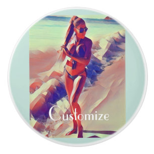 Bouton De Porte En Céramique Beach Girl Thunder_Cove