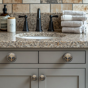 Bouton De Porte En Céramique Beau Art Déco Elégant Or & Noir