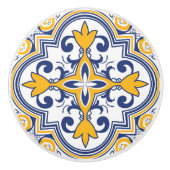 Bouton De Porte En Céramique 💙 💛 Beau Azulejos bleu et jaune (Devant)