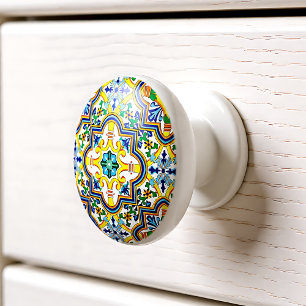 Bouton De Porte En Céramique 💛 💙 💚 Beau bleu et jaune Azulejos