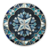 Bouton De Porte En Céramique Beau bleu turquoise blanc de perle inspiré (Devant)