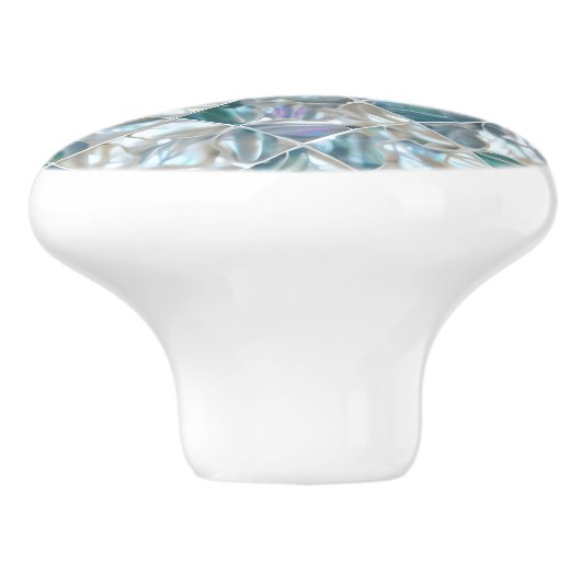 Bouton De Porte En Céramique Beau bleu turquoise blanc perle inspirée (Côté)