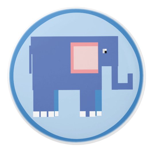 Bouton De Porte En Céramique Beau éléphant bleu (Devant)