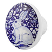 Bouton De Porte En Céramique Beau lapin Bleu Blanc Bois Animal Dedham (Droite)