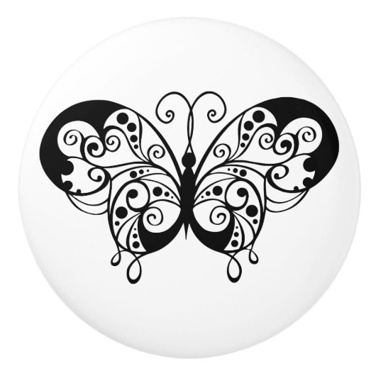 Bouton De Porte En Céramique Beau Papillon (Devant)