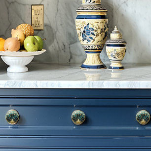 Bouton De Porte En Céramique Beau Peacock Art Déco Blue Gold Turquoise