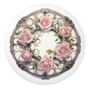 Bouton De Porte En Céramique Beau Rose
