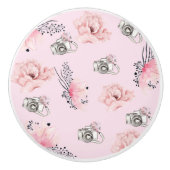 Bouton De Porte En Céramique Beau Rose d'aquarelle florale (Devant)