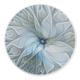 Bouton De Porte En Céramique Beauté Élégante Fleur d'Art Fractal Abstrait Moder