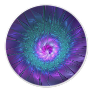 Bouton De Porte En Céramique Beauté florale Abstraite Fleur d'art fractionnée c