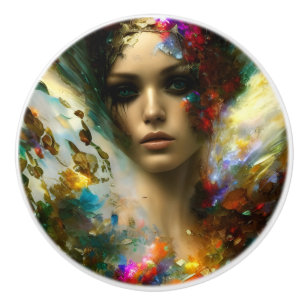 Bouton De Porte En Céramique Beautiful Woman Ceramic