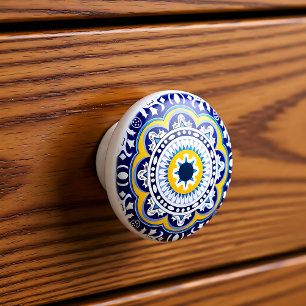 Bouton De Porte En Céramique 😍 Beaux Azulejos bleus et jaunes,
