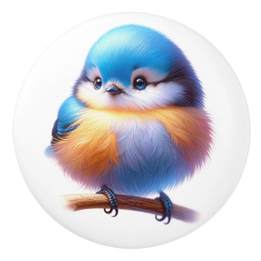 Bouton De Porte En Céramique Beaux Oiseaux (Devant)