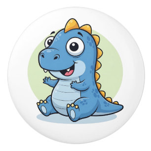 Bouton De Porte En Céramique Bébé dinosaure bleu adorable