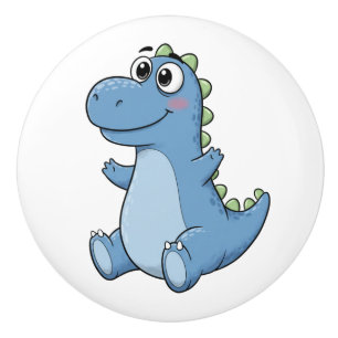 Bouton De Porte En Céramique Bébé dinosaure bleu adorable dessin animé