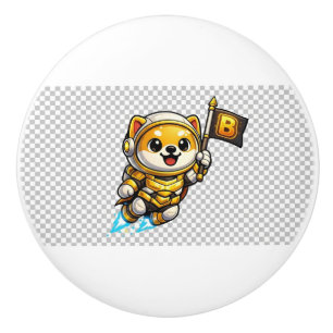 Bouton De Porte En Céramique Bébé Doge Astronaute