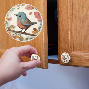 Bouton De Porte En Céramique Bébé Oiseau
