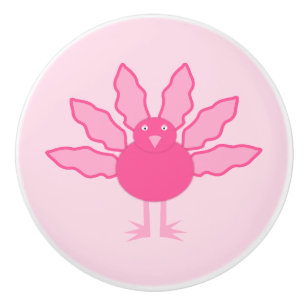 Bouton De Porte En Céramique Bébé rose jolie fille Thanksgiving Turquie Nursery