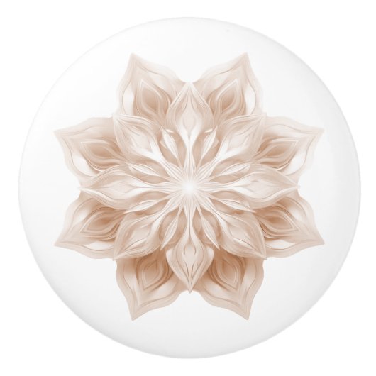 Bouton De Porte En Céramique Beige 3D Shiny Mandala (Devant)