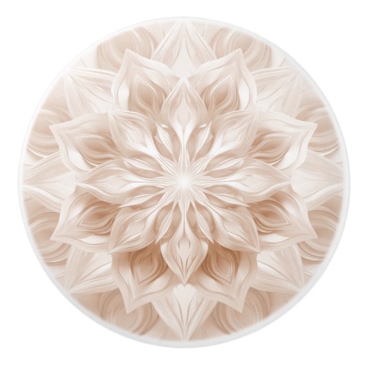 Bouton De Porte En Céramique Beige 3D Shiny Mandala Pattern (Devant)