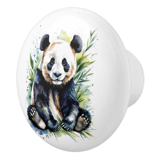 Bouton De Porte En Céramique Belle aquarelle Panda Bear (Droite)