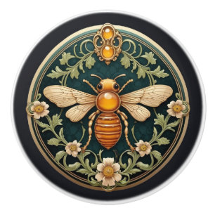 Bouton De Porte En Céramique Belle Bee Art Nouveau
