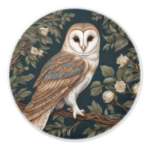 Bouton De Porte En Céramique Belle Chouette Effraie Inspirée de William Morris