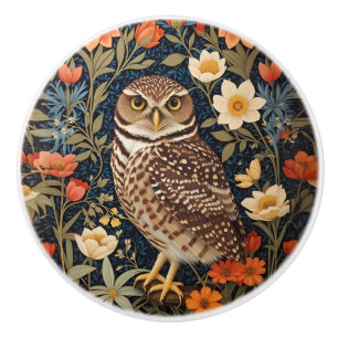 Bouton De Porte En Céramique Belle Chouette terrière Inspirée de William Morris