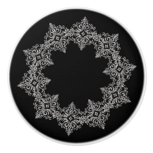 Bouton De Porte En Céramique Belle conception d'argent sur noir