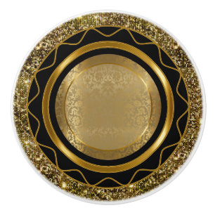Bouton De Porte En Céramique Belle Elegant Gold et Black Design