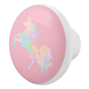 Bouton De Porte En Céramique Belle et colorée licorne