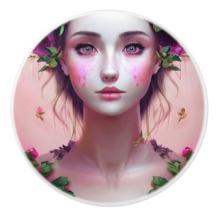Bouton De Porte En Céramique Belle Ethereal Enchanted Femme Imaginaire Art