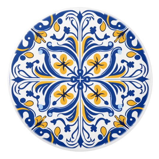 Bouton De Porte En Céramique Belle fausse tuile espagnol (Devant)