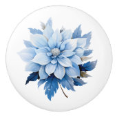 Bouton De Porte En Céramique Belle Flore Bleue (Devant)
