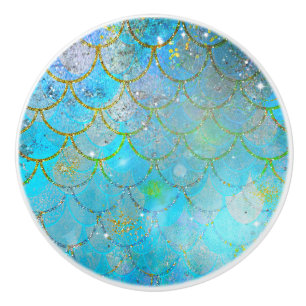 Bouton De Porte En Céramique Belle Iridée Perle Brillante Écailles de Sirène