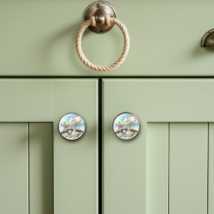 Bouton De Porte En Céramique Belle Iridescente Seashell Starfish Plage Océan